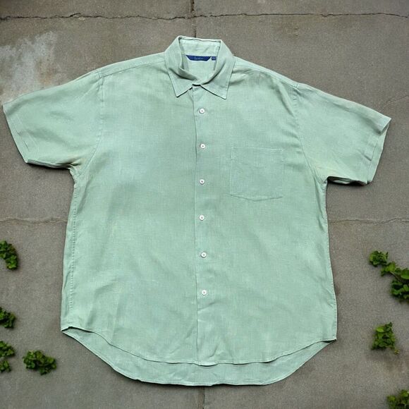 Boden Vintage Casual Mint Green Linen Button Front Shirt Men's Size Large - Picture 1 of 11
